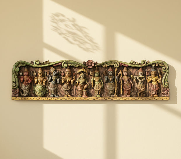 Wooden Handcarved Wall Panel Dasavathar