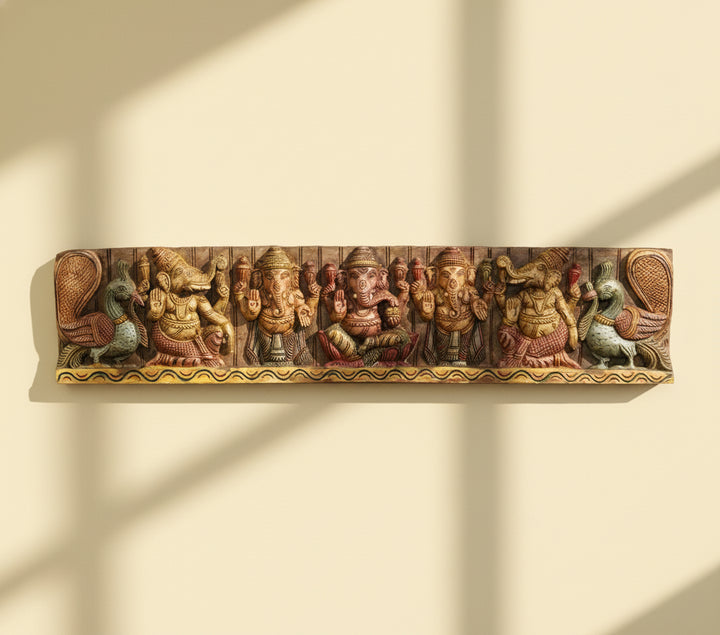 Wooden Hand Carved Wall Panel Ganesha
