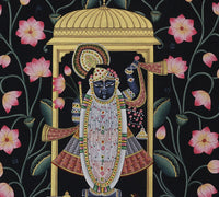 Shrinathji Lotus Blossom Pichwai Painting | Handcrafted Gold Foil Art