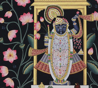 Shrinathji Lotus Blossom Pichwai Painting | Handcrafted Gold Foil Art