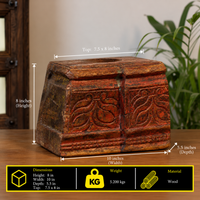 Vintage Teak Wood Haveli Pillar Base | Reclaimed Wooden Pedestal Stand