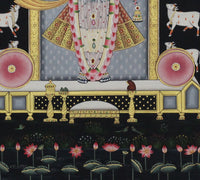 Shrinathji with Sacred Cows Pichwai Painting | Handcrafted Gold Foil Art
