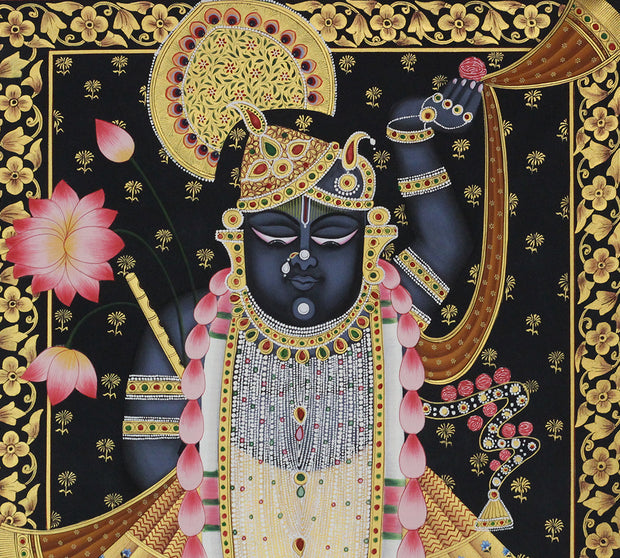 Shrinathji Portrait Pichwai Painting | Handcrafted Gold Foil Wall Art