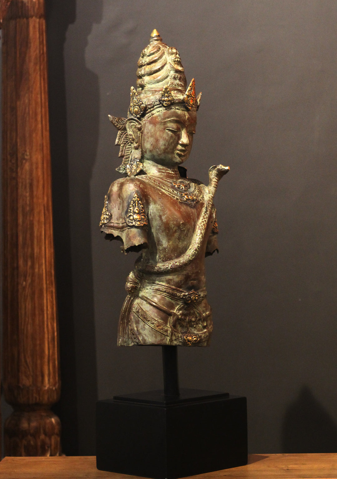 Balinese  Bronze Bust of Lord Shiva with Serpent Motif