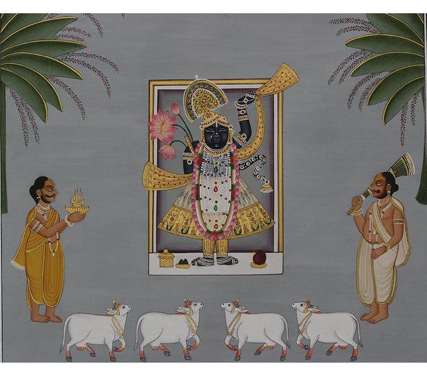 Shrinathji Rajbhog Darshan Pichwai Painting – Handcrafted Artwork