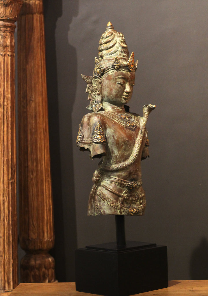 Balinese  Bronze Bust of Lord Shiva with Serpent Motif