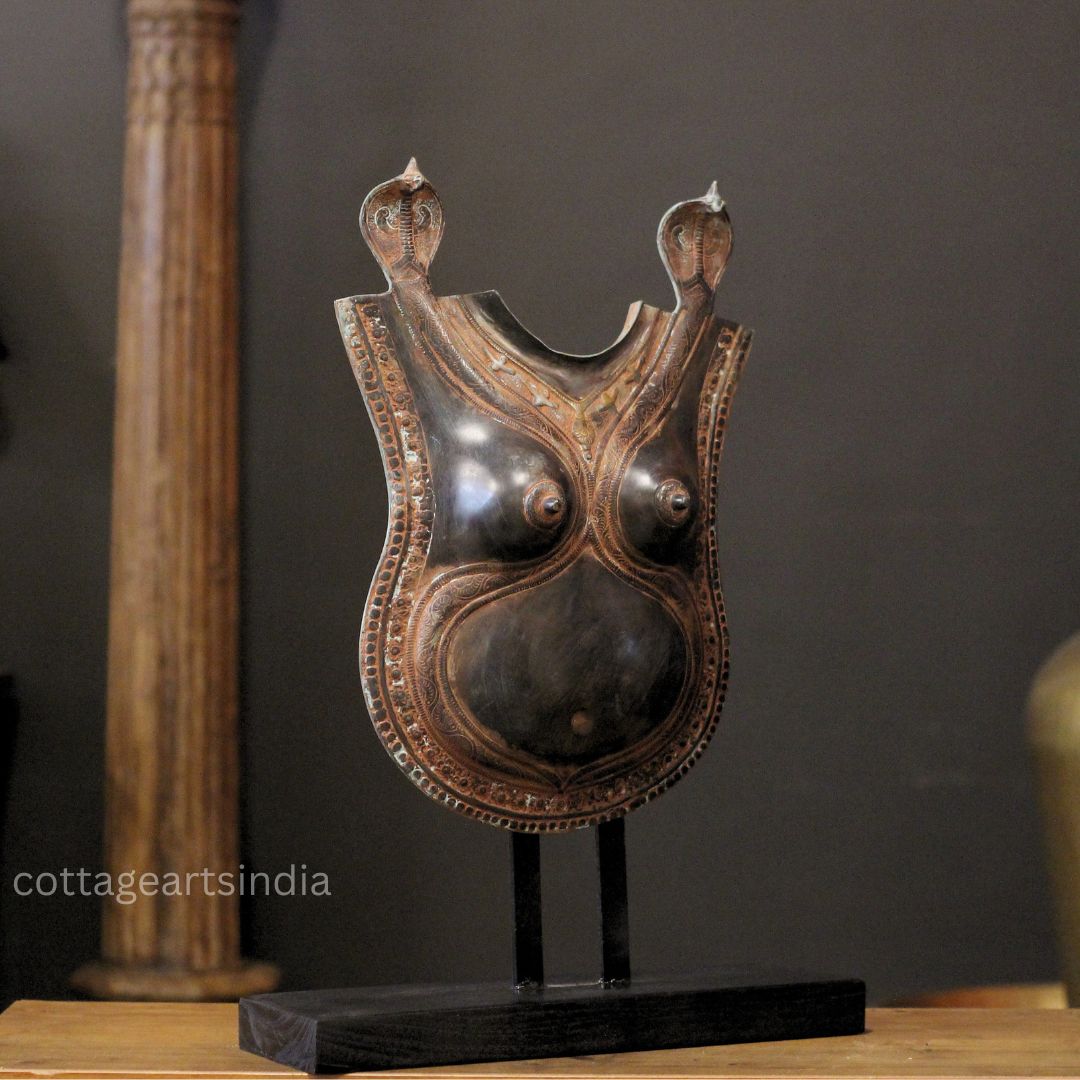 Handcrafted Brass Theyyam Breastplate – Traditional Kerala Chest Ornament
