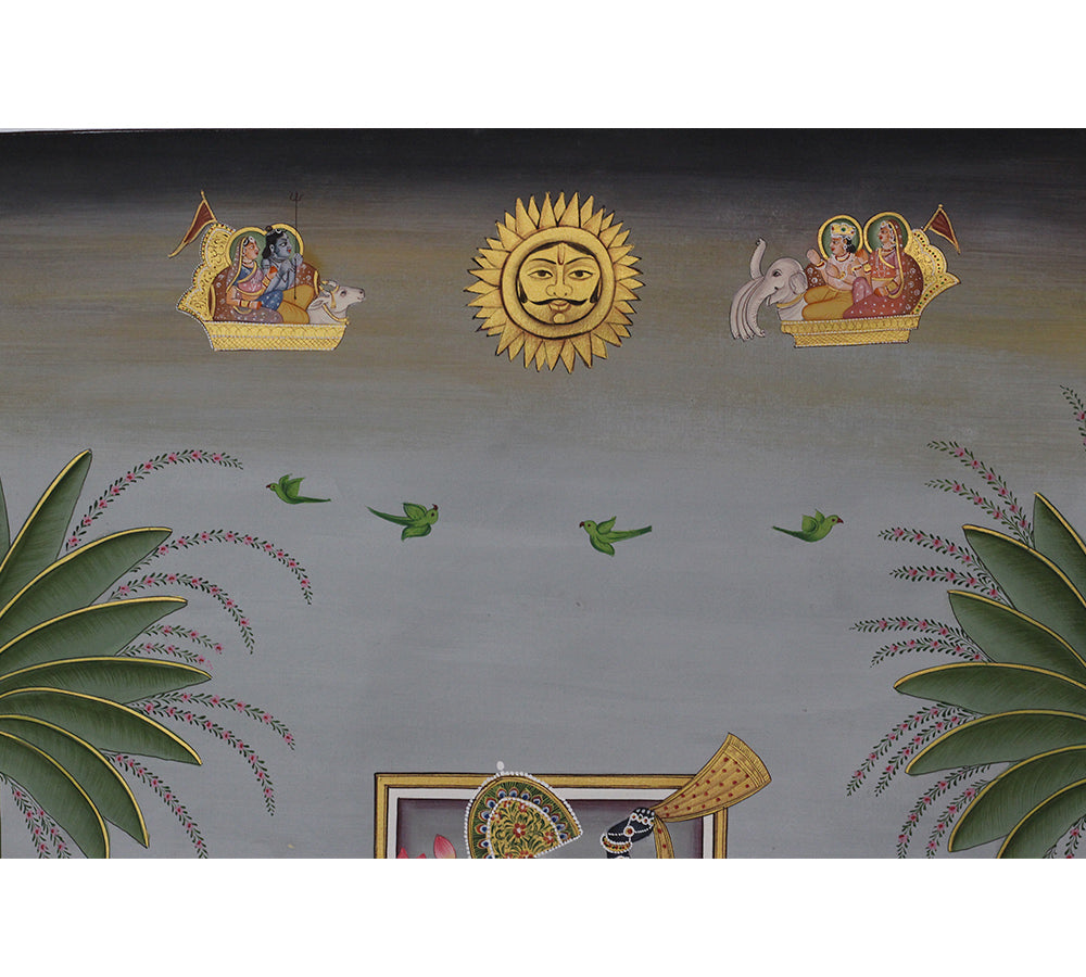 Shrinathji Rajbhog Darshan Pichwai Painting – Handcrafted Artwork