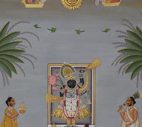 Shrinathji Rajbhog Darshan Pichwai Painting – Handcrafted Artwork