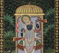 Shrinathji in Moonlit Temple Garden Pichwai Painting