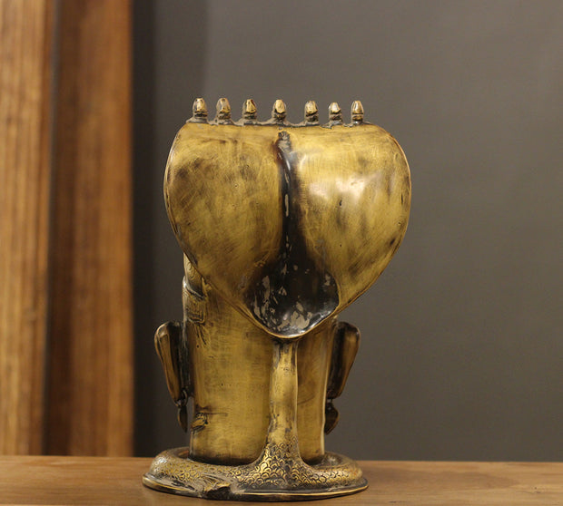 Brass Shiva Mukhlingam With Nagabharanam 13"-Antique Finish Lord Shiva Idol