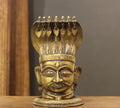 Brass Shiva Mukhlingam With Nagabharanam 13"-Antique Finish Lord Shiva Idol