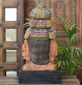 Handcrafted Wooden Lord Shiva Head Sculpture – Vintage Antique Finish