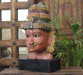 Handcrafted Wooden Goddess Lakshmi Head Sculpture – Vintage Antique Finish