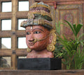 Handcrafted Wooden Goddess Lakshmi Head Sculpture – Vintage Antique Finish