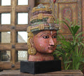 Handcrafted Wooden Goddess Lakshmi Head Sculpture – Vintage Antique Finish