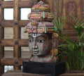 Handcrafted Wooden Lord Vishnu Head Sculpture – Vintage Antique Finish