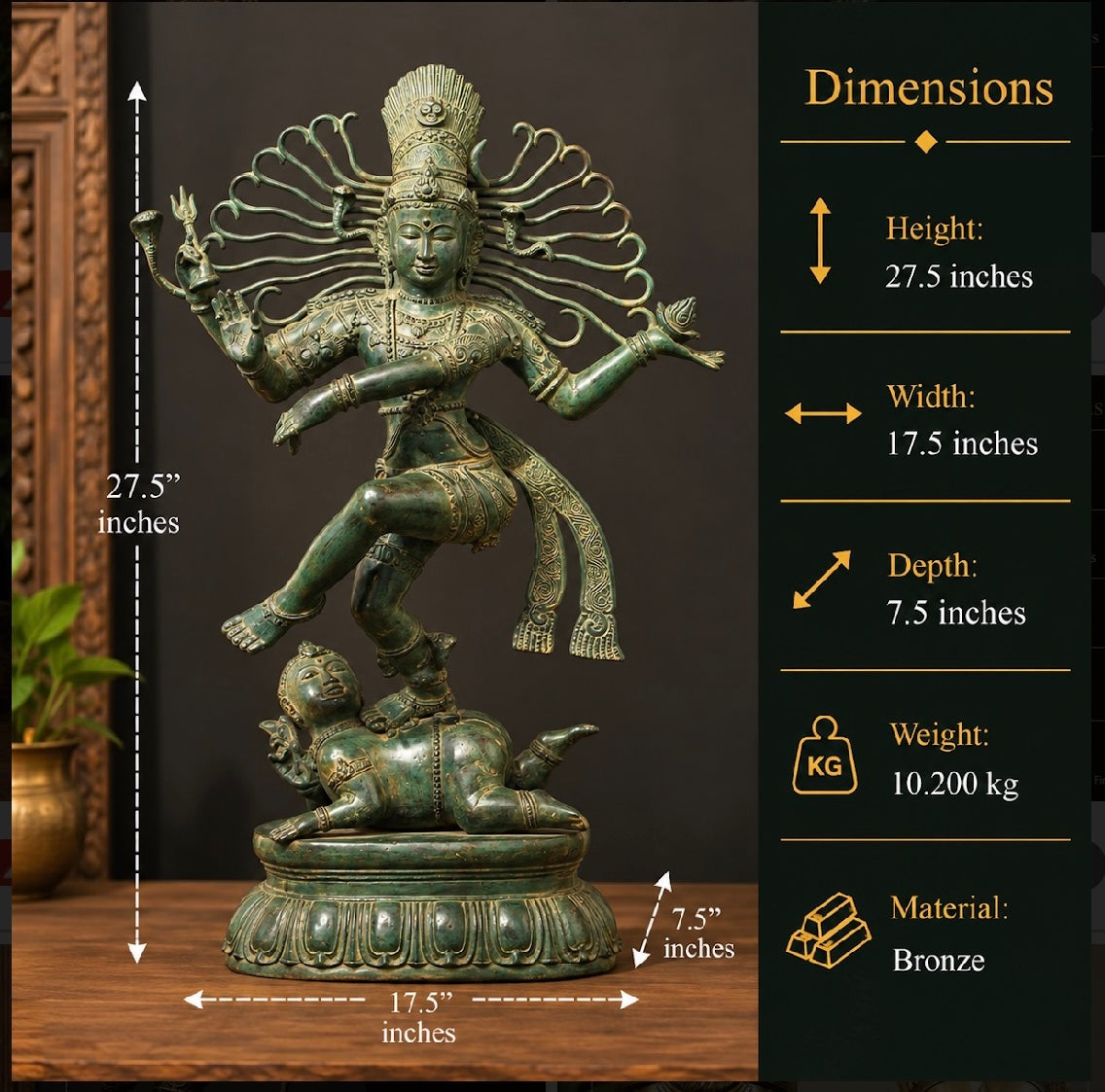Balinese Bronze Dancing Shiva -Nataraj 27"