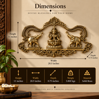 Brass Gaja Lakshmi Wall Panel | Handcrafted Lakshmi with Elephants