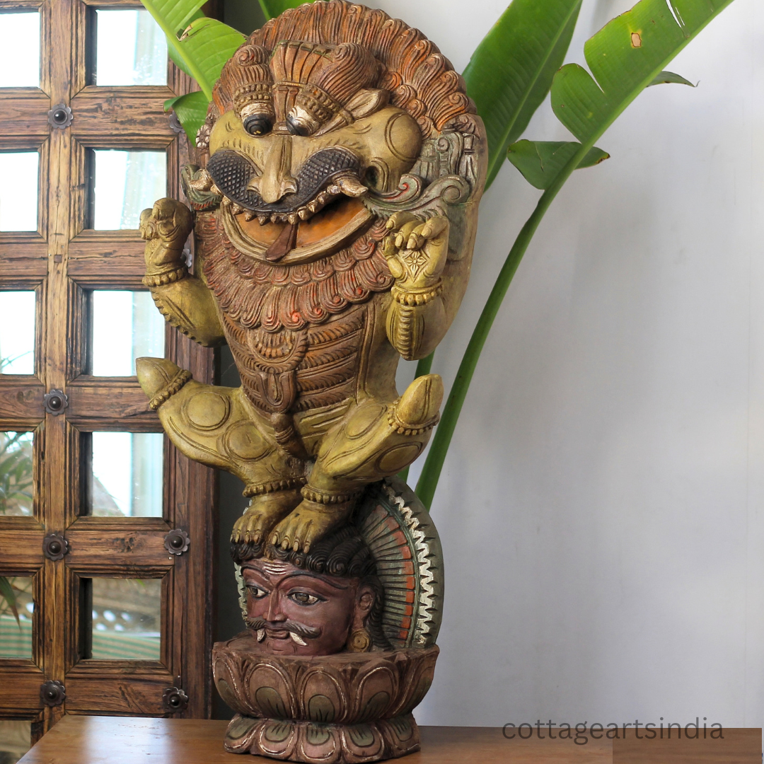 Wooden Yali Sculpture – Traditional Indian Art