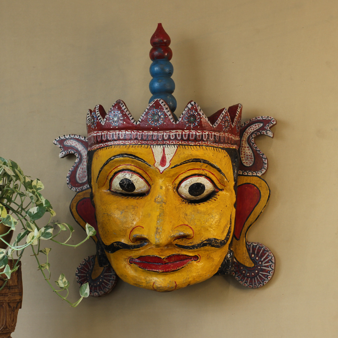 Vintage Odisha Wooden Folk Mask – Traditional Indian Folk Art