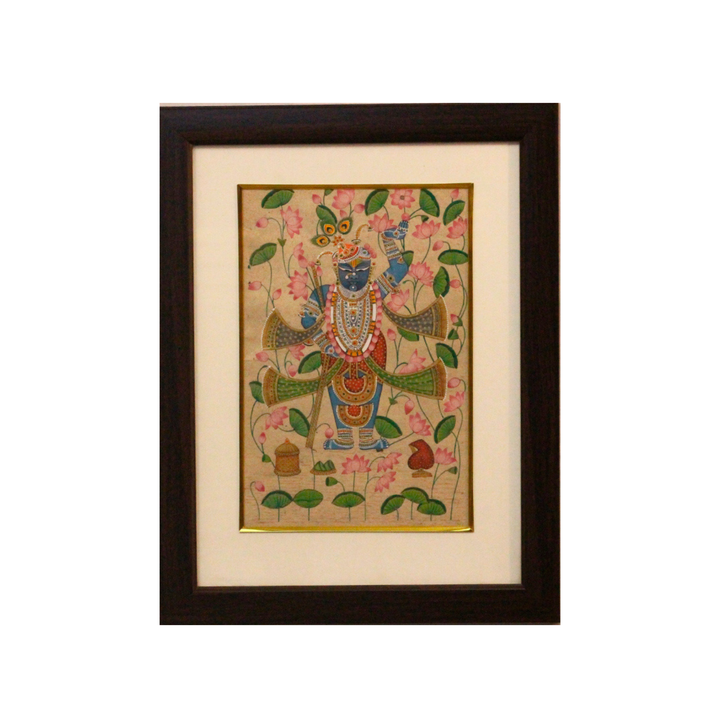 Sacred Shrinathji Pichwai Painting with Gold Accents on Paper