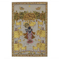 Shrinathji in Vrindavan with Sacred Cows Pichwai Painting – Handcrafted Gold Foil Artwork