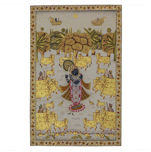 Shrinathji Lotus Pavilion Hand Painted Pichwai Painting | Gold Foil Nathdwara Art (Copy)