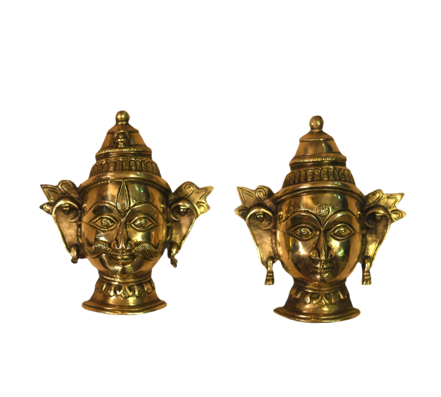 Brass Shiva and Gauri  Mukhlingam Wall Hanging Mask