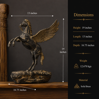 Brass Winged Horse Sculpture | Black Antique Finish | Symbol of Strength & Freedom