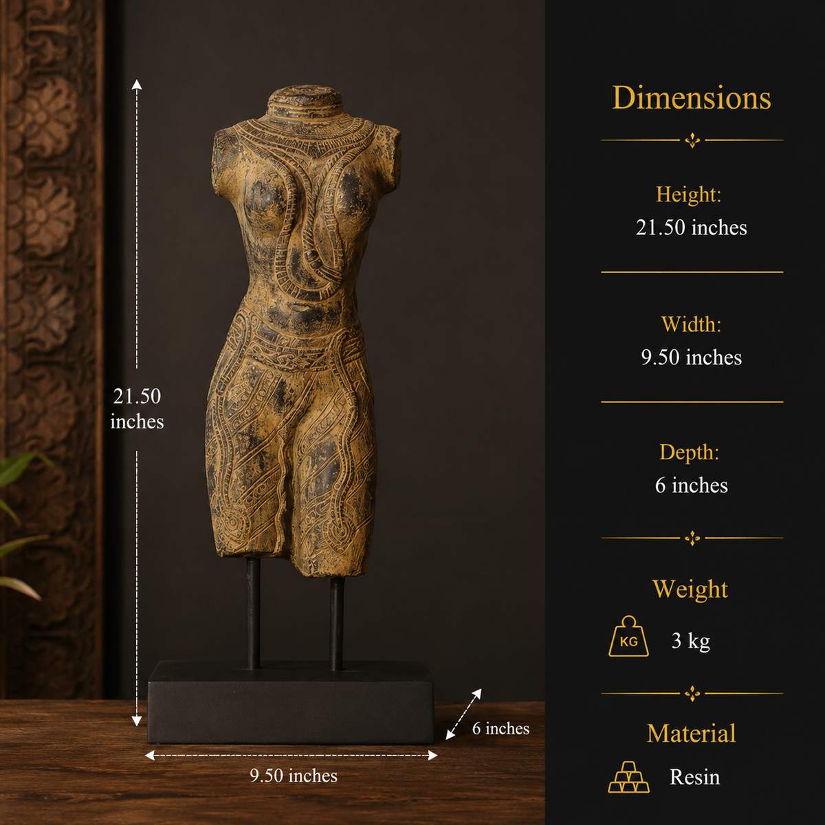 Female Torso Sculpture on Stand