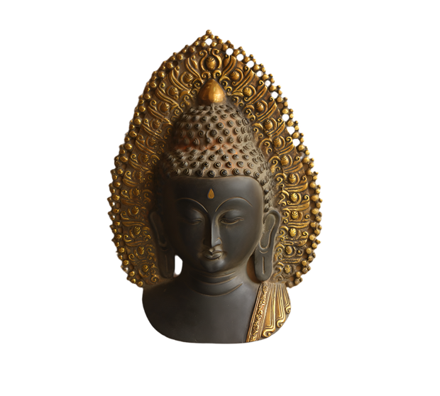 Brass Buddha Face Rustic Black