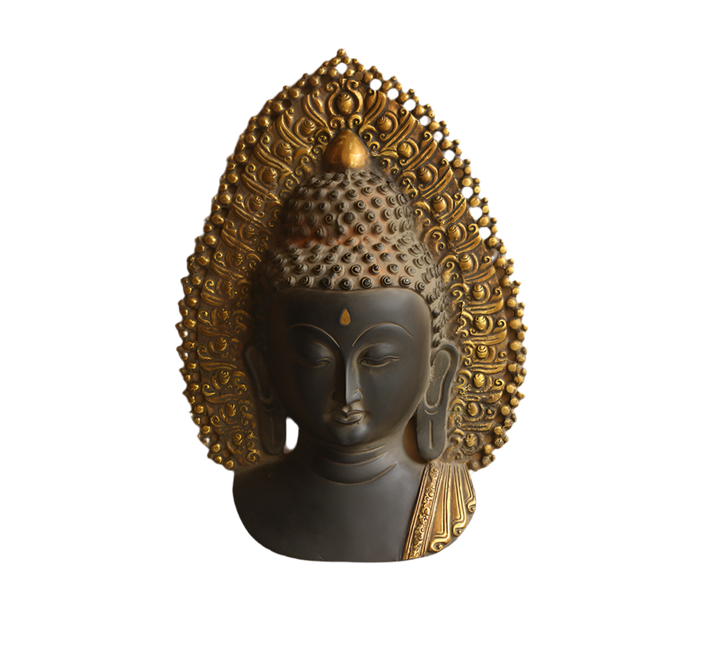 Brass Buddha Face Rustic Black
