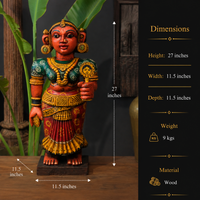 Karnataka Heritage Chikku Sculpture in Handcrafted Mahogany Wood