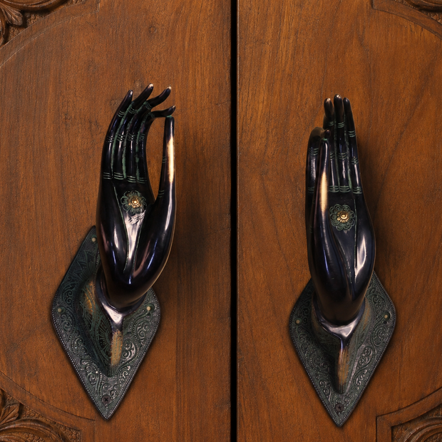 Brass Hand Wall Decor Pair | Blessing & Meditation Hands