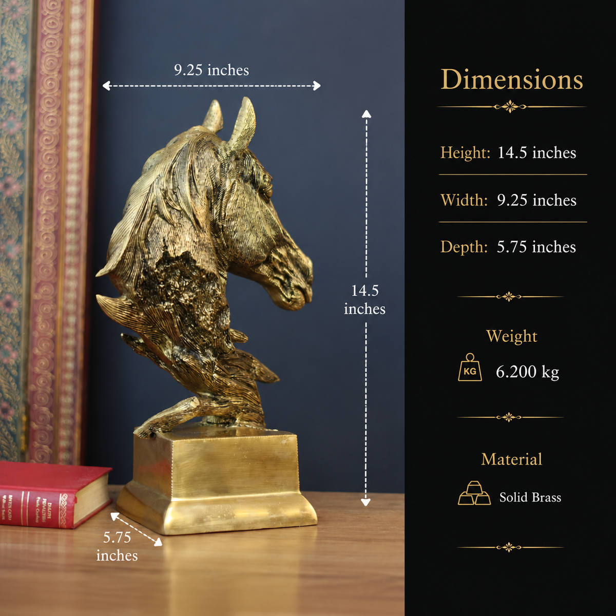Brass Horse Statue| Equestrian Home Decor