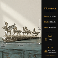 Silver Plated Brass 7 Horse Statue | Vastu Horse Sculpture for Home Décor
