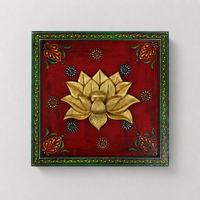 Wooden Handpainted Framed Brass Ashtalakshmi And Lotus -Set of 9