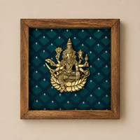 Wooden Framed Brass Ashtalakshmi And Lotus -Set of 9