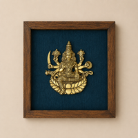 Wooden Framed Brass Ashtalakshmi And Lotus -Set of 9
