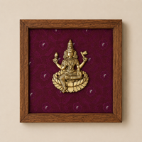 Wooden Framed Brass Ashtalakshmi And Lotus -Set of 9