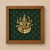 Wooden Framed Brass Ashtalakshmi And Lotus -Set of 9