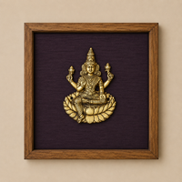 Wooden Framed Brass Ashtalakshmi And Lotus -Set of 9