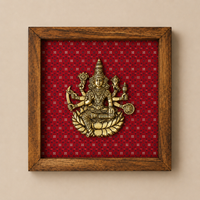 Wooden Framed Brass Ashtalakshmi And Lotus -Set of 9