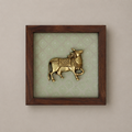 Set of Two Brass Cow Wooden Wall Frames