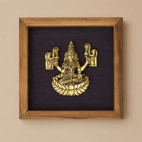 Wooden Framed Brass Ashtalakshmi And Lotus -Set of 9