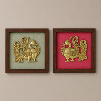 Set of Two Brass Peacock Wall Frames