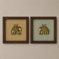 Set of Six Brass Figurines Wooden Wall Frames