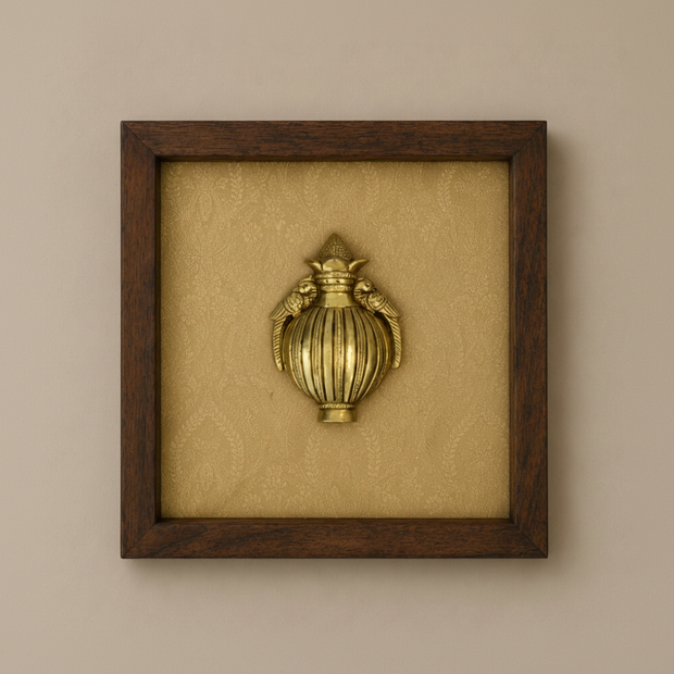 Set of Nine Brass Figurines Wooden Wall Frames