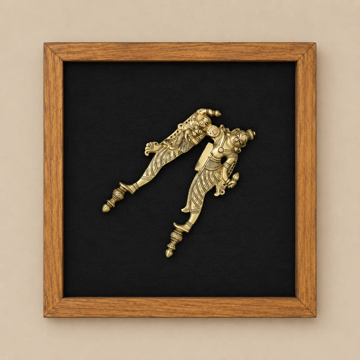 Framed Wall Art -Brass Nutcrackers, Panka & Ganesh Comb
